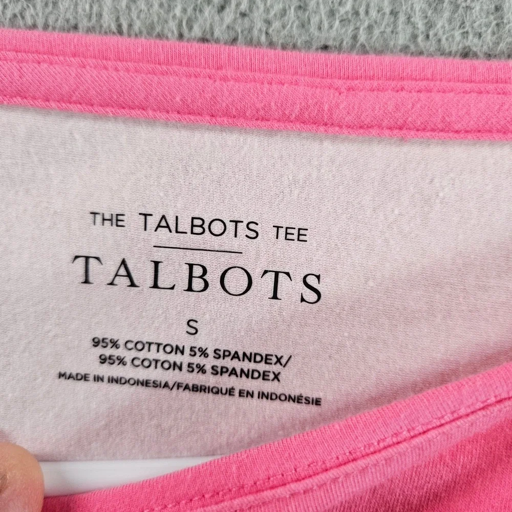 Talbots Womens Size S Pink Paisley 3/4 Sleeve Cotton Spandex Tee Shirt - Picture 3 of 8